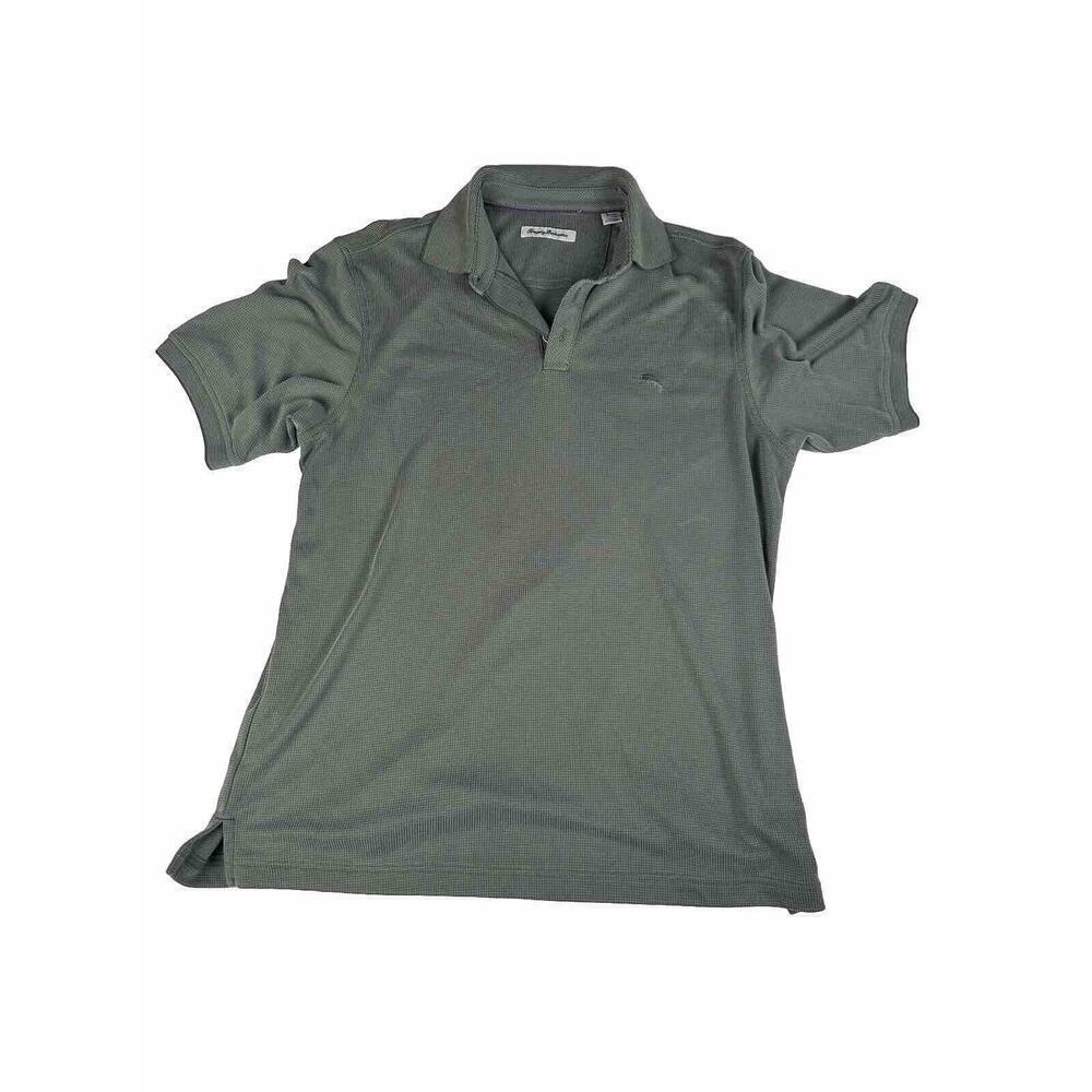 Tommy Bahama Men’s Green Polo Short Sleeve Medium Silk Cotton Blend Green